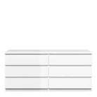 Naia Wide Chest Of 6 Drawers (3+3) in White High Gloss - Price Crash Furniture
