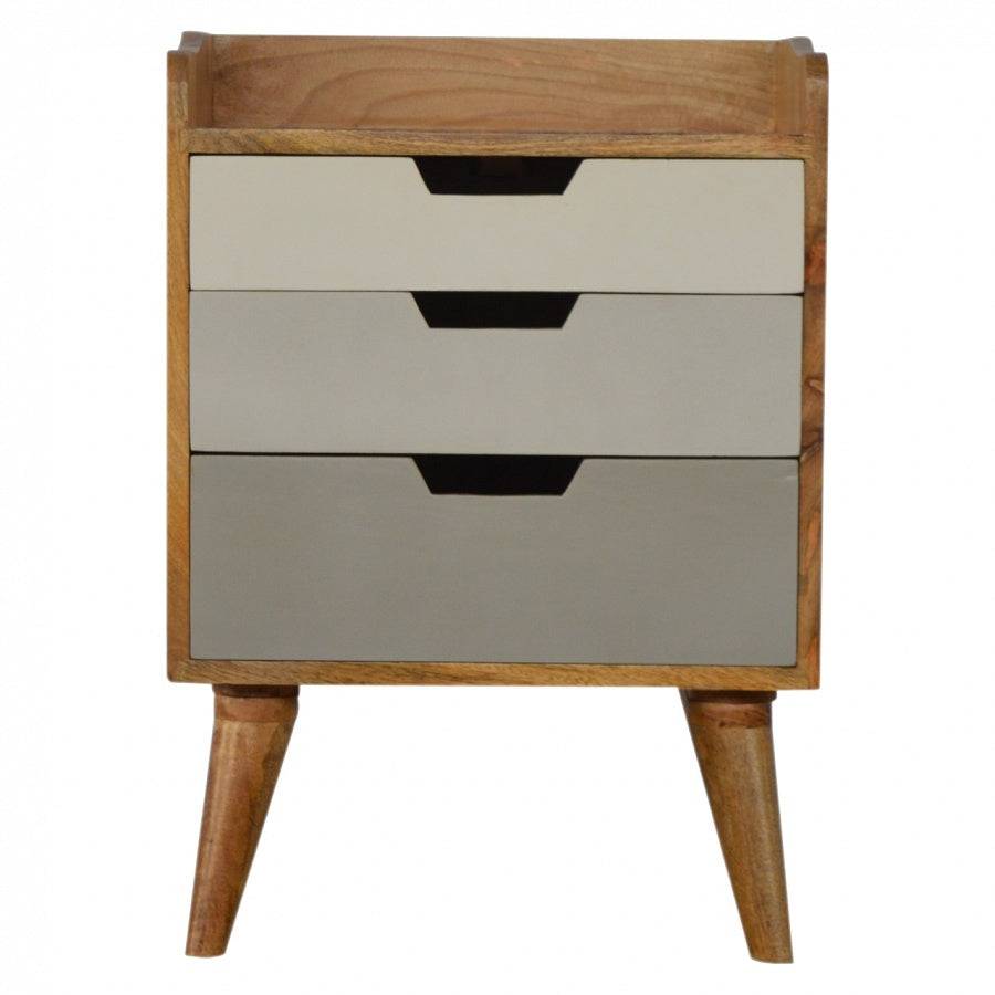 Nordic Style Bedside With 3 Drawer Painted Fronts - Price Crash Furniture