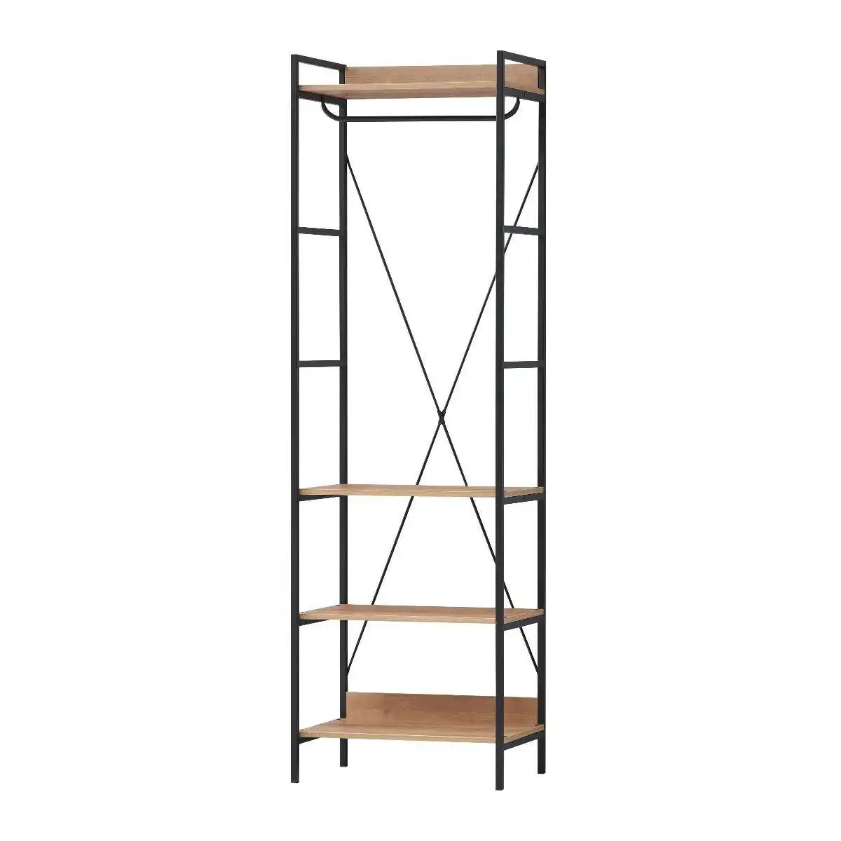 Claire Bedroom Open Wardrobe with 4 Shelves in Riviera Oak - Price Crash Furniture
