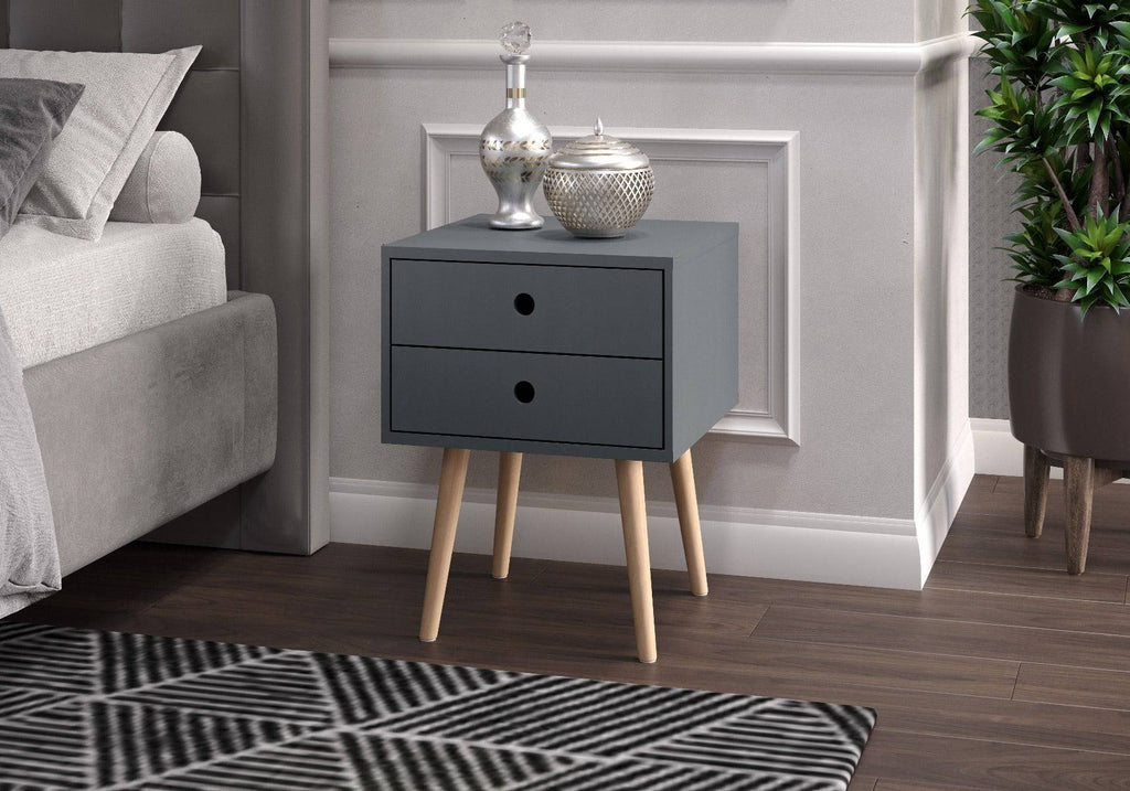 Options Scandia 2 drawer petite beside cabinet in Blue MDF with solid wooden legs - Price Crash Furniture
