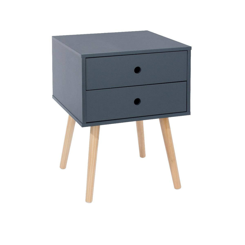 Options Scandia 2 drawer petite beside cabinet in Blue MDF with solid wooden legs - Price Crash Furniture