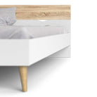 Oslo Euro Double Bed (140 x 200) in White and Oak - Price Crash Furniture
