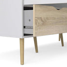 Oslo Wardrobe 3 Doors 3 Drawers in White and Oak finish - Price Crash Furniture