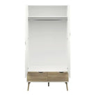 Oslo Wardrobe 2 Doors 2 Drawers in White and Oak finish - Price Crash Furniture
