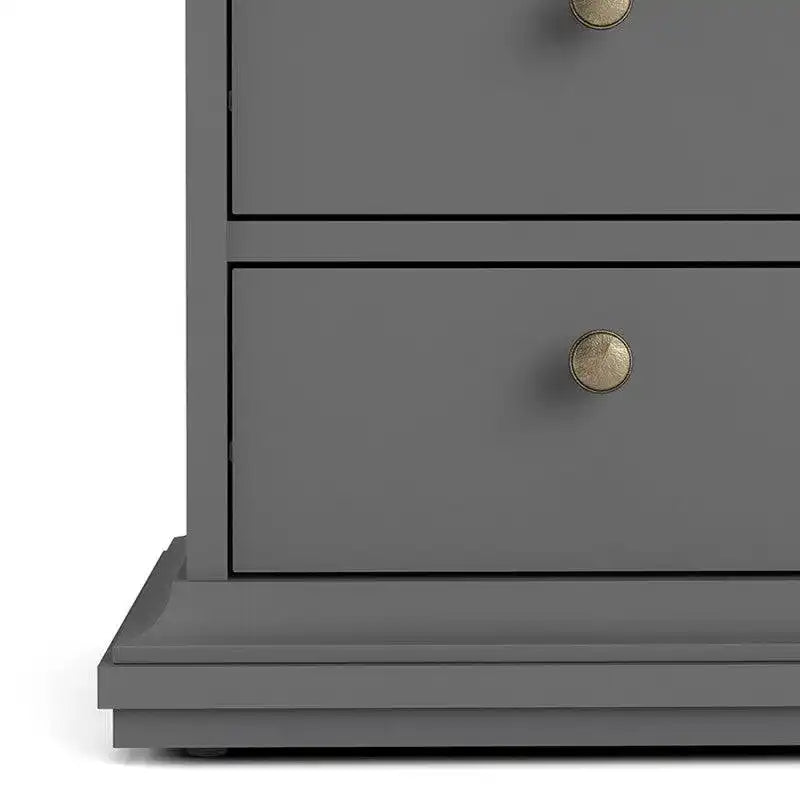 Paris Bedside Table with 2 Drawers In Matt Grey - Price Crash Furniture