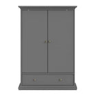 Paris Wardrobe With 2 Doors 1 Drawer 2 Shelves In Matt Grey - Price Crash Furniture