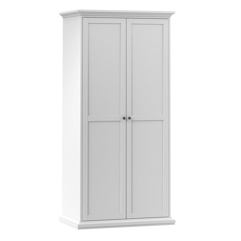 Paris Wardrobe with 2 Doors In White - Price Crash Furniture