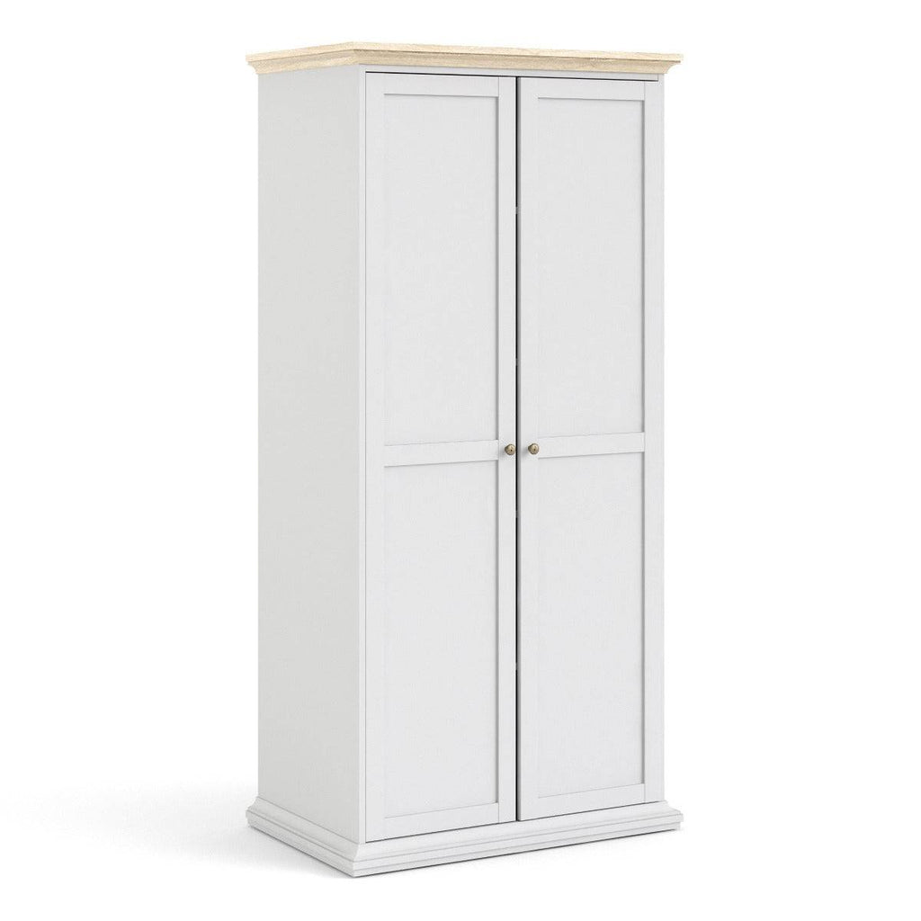 Paris Wardrobe With 2 Doors In White And Oak - Price Crash Furniture