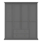 Paris Wardrobe With 4 Doors & 2 Drawers In Matt Grey - Price Crash Furniture