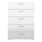 Pepe Oak with White High Gloss 5 Drawer Chest of Drawers - Price Crash Furniture