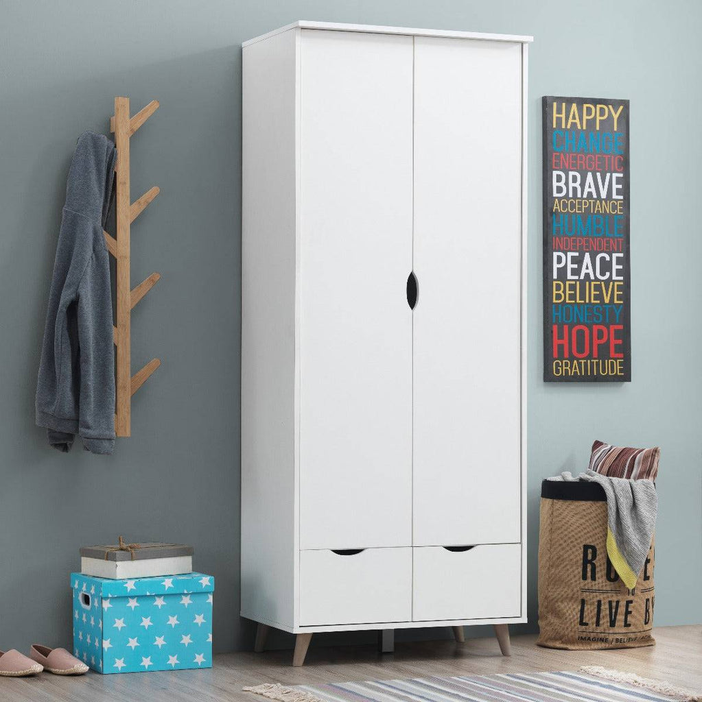 Pulford 2 Door 2 Drawer Wardrobe in White by TAD - Price Crash Furniture