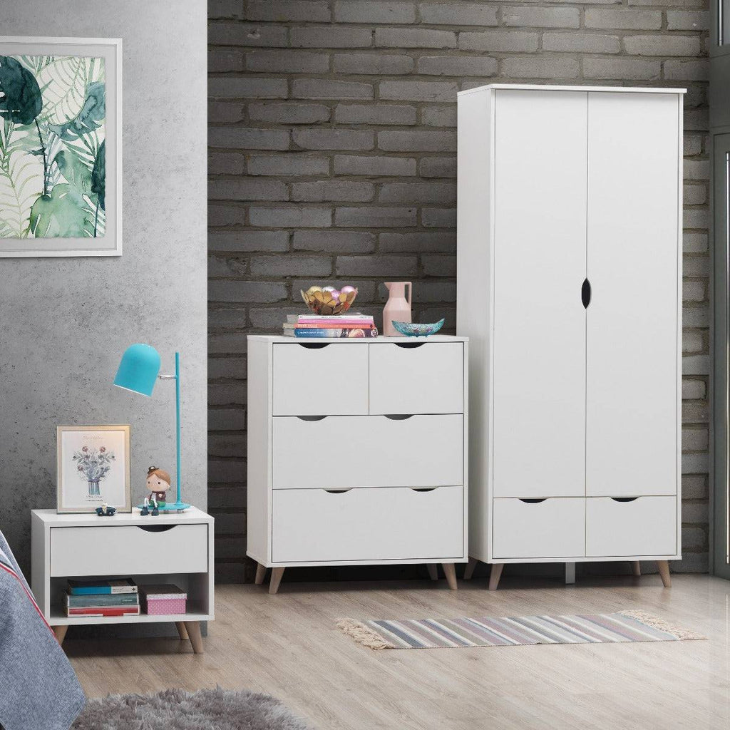 Pulford 3 Piece Bedroom Set by TAD: Wardrobe, Chest of Drawers, Nightstand - Price Crash Furniture