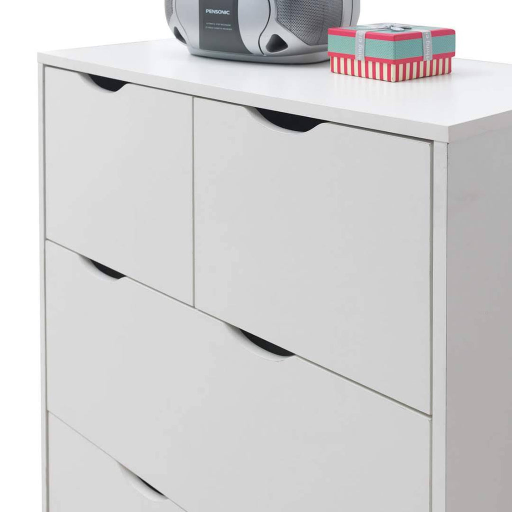 Pulford 4 Drawer Chest of Drawers in White by TAD - Price Crash Furniture