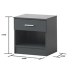 Rio Costa 1 Drawer Bedside Table in Dark Grey by TAD - Price Crash Furniture
