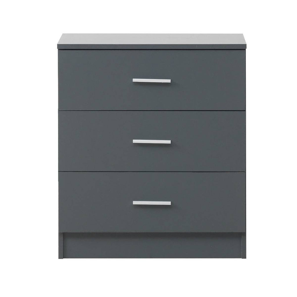 Rio Costa 3 Drawer Chest of Drawers in Dark Grey by TAD - Price Crash Furniture