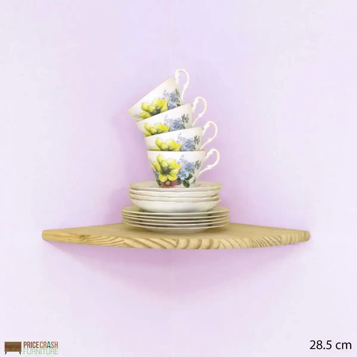 Simple and Natural Corner Wall Shelf 28.5cm in Solid Wood by Core - Price Crash Furniture