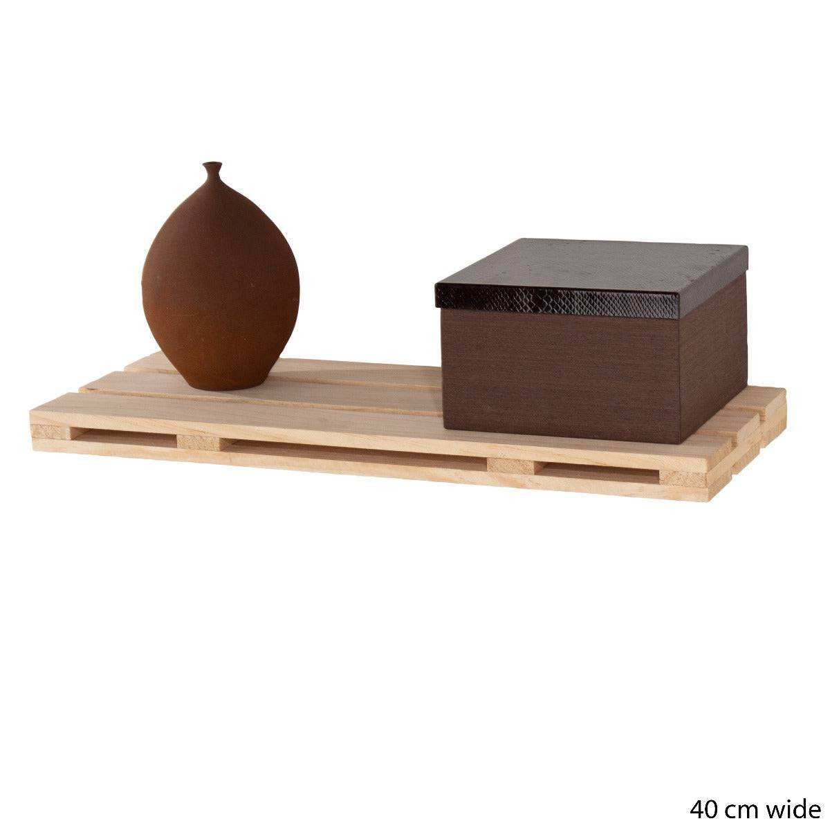 Simple and Natural Pallet Style 40cm Floating Shelf Kit in Sanded Wood