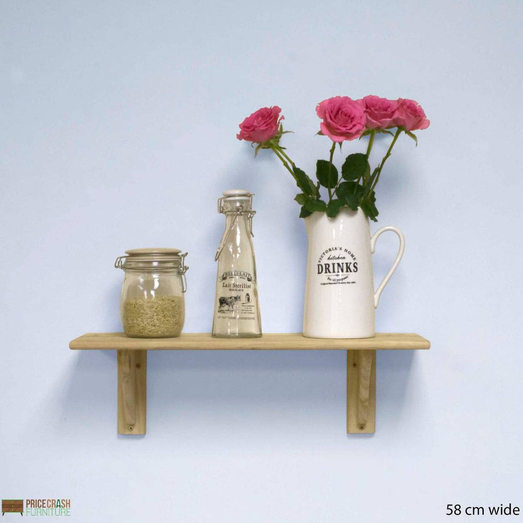 Simple and Natural Wall Shelf 58cm in Solid Wood by Core - Price Crash Furniture