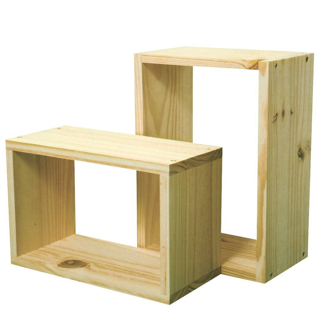 Simple and Natural Wood Wall Shelf Cube 2-Pack by Core - Price Crash Furniture