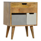 Solid Wood Nordic Style Bedside With 3 Multi Removable Drawers - Price Crash Furniture