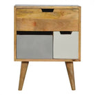 Solid Wood Nordic Style Bedside With 3 Multi Removable Drawers - Price Crash Furniture