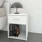 Space Bedside Unit Table Cabinet 1 Drawer In White - Price Crash Furniture