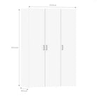 Space Wardrobe with 3 doors in White, 175cm tall - Price Crash Furniture