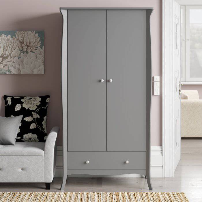 Steens Baroque 2 Door 1 Drawer Wardrobe in Grey - Price Crash Furniture