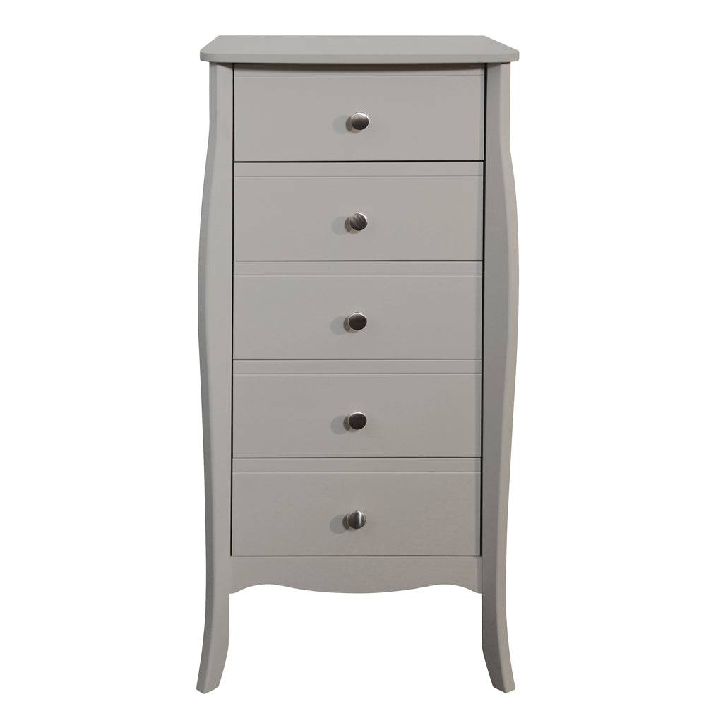 Steens Baroque Tall Narrow 5 Drawer Chest of Drawers in Grey - Price Crash Furniture