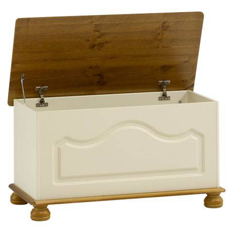 Steens Richmond Cream & Pine Ottoman / Blanket Box / Storage Chest - Price Crash Furniture