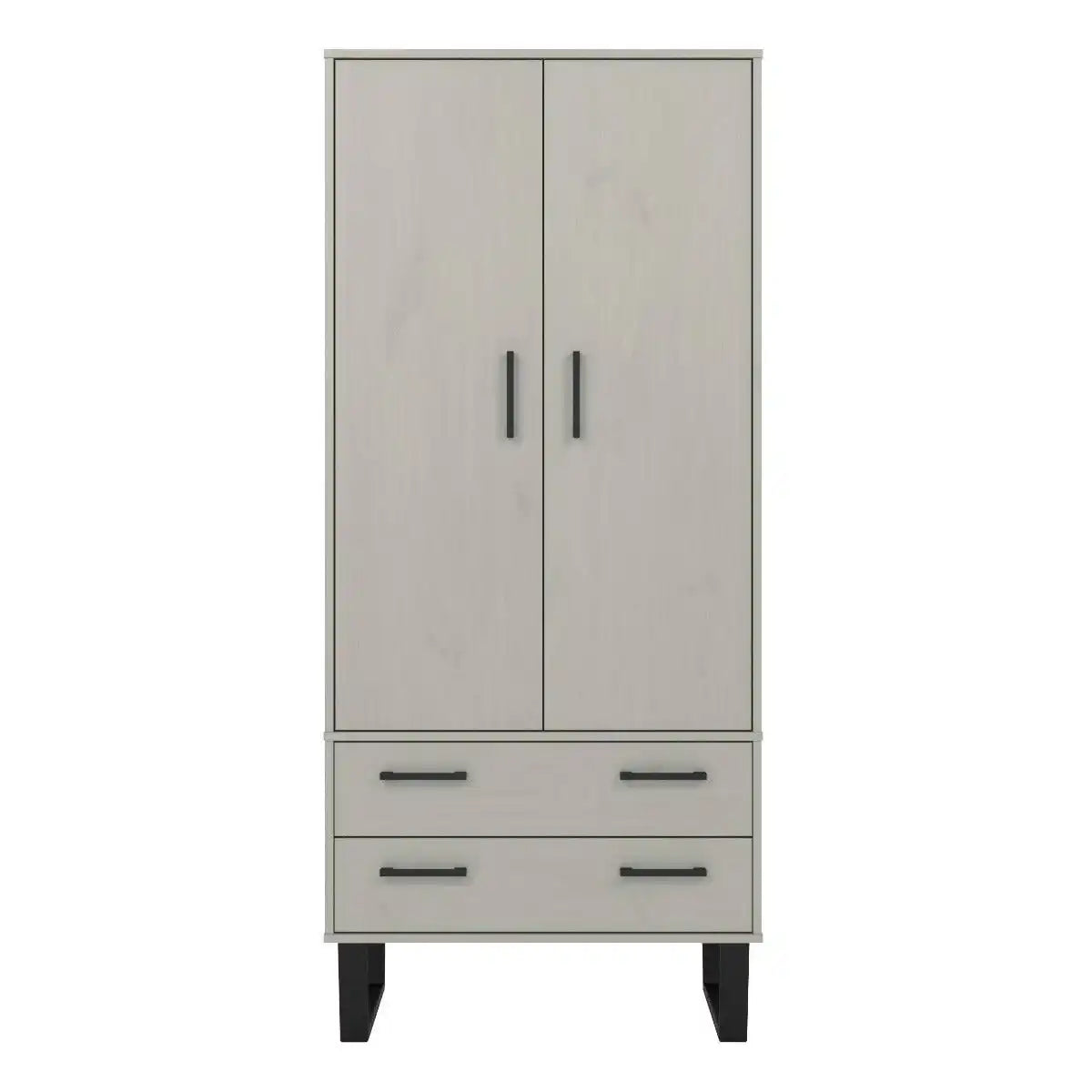 Texas - grey waxed pine industrial style 2 door, 2 drawer wardrobe - Price Crash Furniture