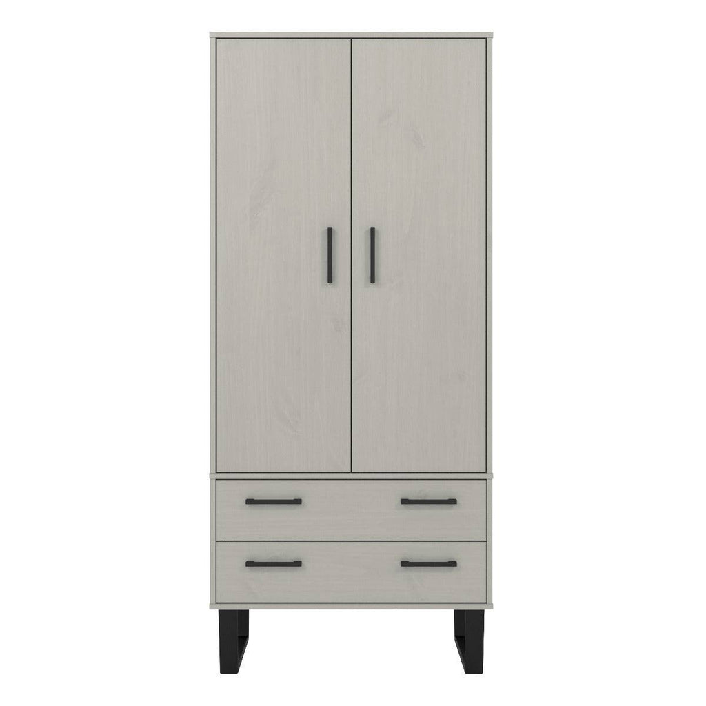 Texas - grey waxed pine industrial style 2 door, 2 drawer wardrobe - Price Crash Furniture