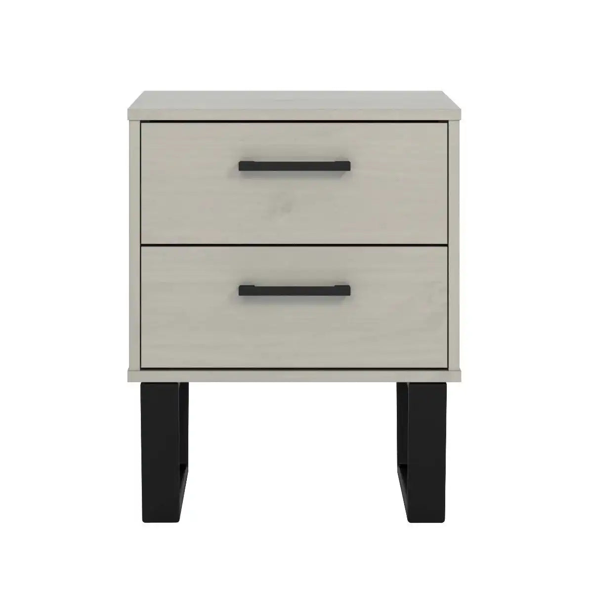 Texas - grey waxed pine industrial style 2 drawer bedside cabinet - Price Crash Furniture