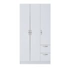 3 DOOR DOUBLE WARDROBE IN WHITE - Price Crash Furniture