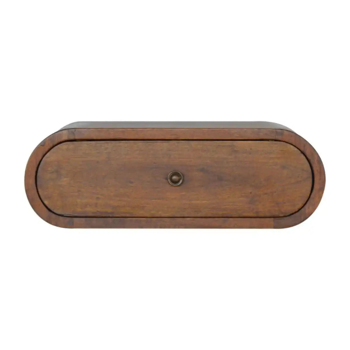 Wall Mounted Round Chestnut Bedside Cabinet Unit - Price Crash Furniture