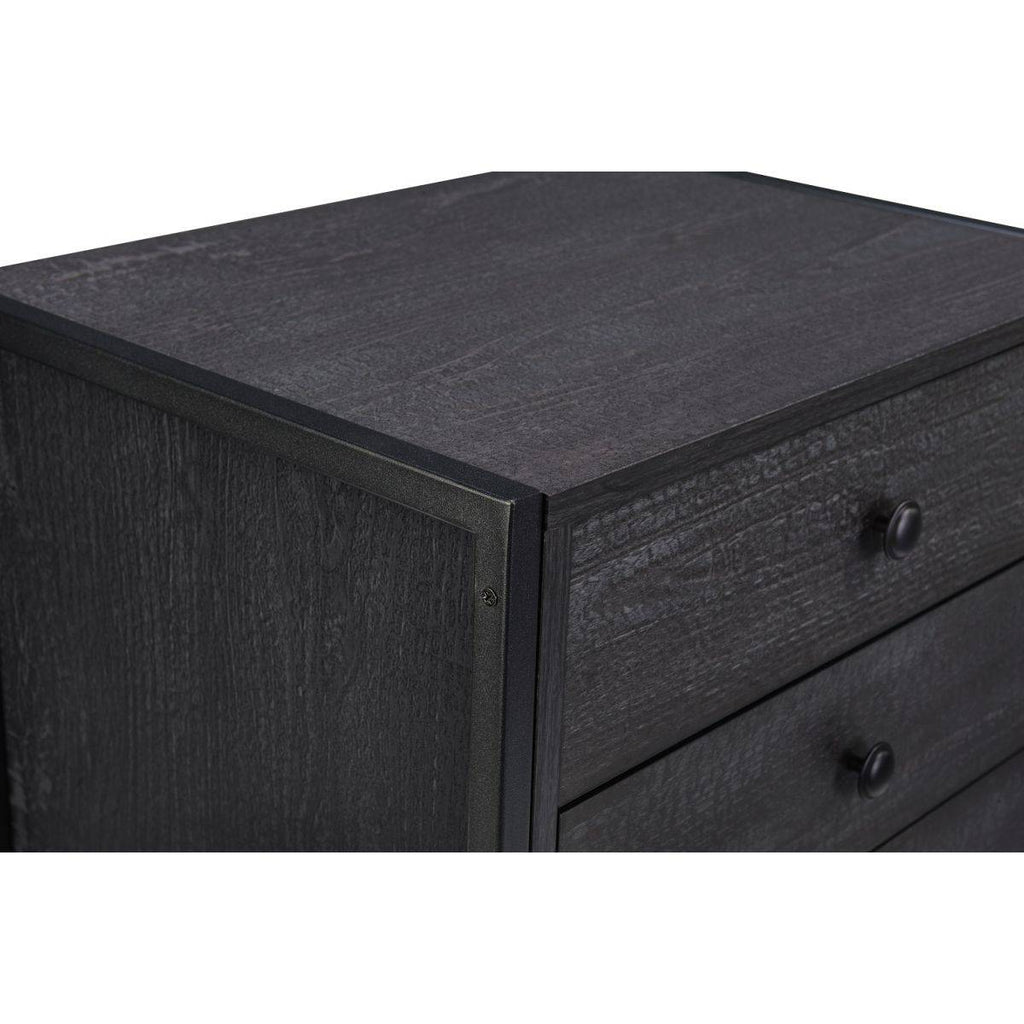 Zahra 3 drawer bedside table in black wood effect by TAD - Price Crash Furniture