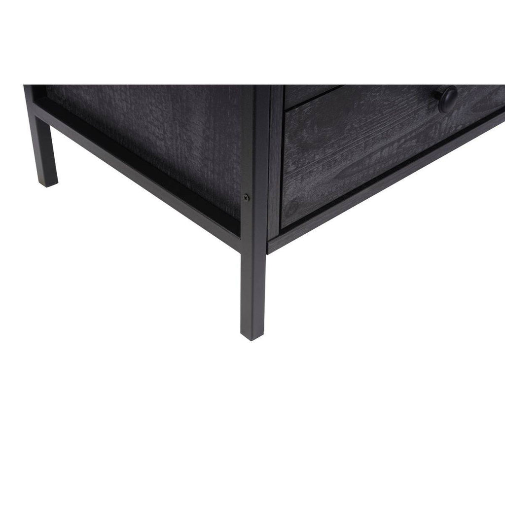 Zahra 3 drawer bedside table in black wood effect by TAD - Price Crash Furniture