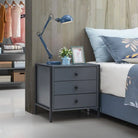 Zahra 3 drawer bedside table in matte grey by TAD - Price Crash Furniture