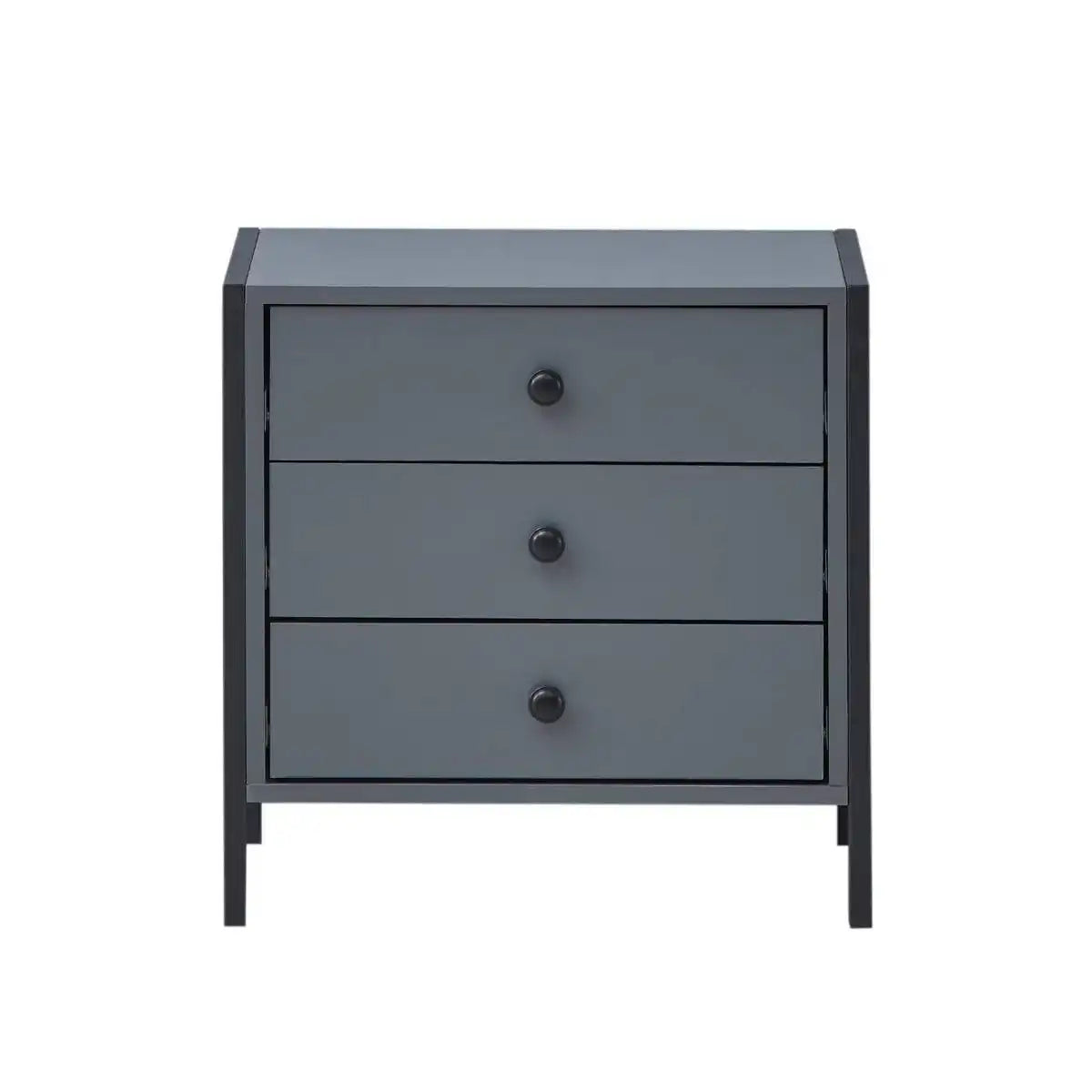 Zahra 3 drawer bedside table in matte grey by TAD - Price Crash Furniture