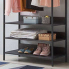 Zahra open wardrobe (wide) with 4 shelves in black wood effect by TAD - Price Crash Furniture
