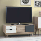 Alford TV Unit with 2 Doors & 2 Drawers in Sonoma Oak and Grey - Price Crash Furniture