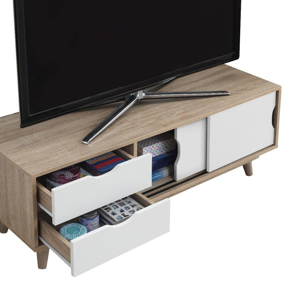 Alford TV Unit in Sonoma Oak and White by TAD - Price Crash Furniture