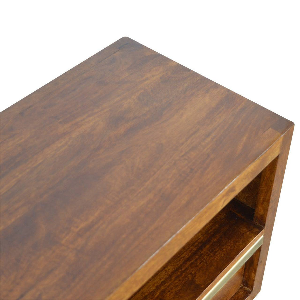 ArtHaus Collection Gold Brass Inlay Chestnut Drawer Bedside - Price Crash Furniture
