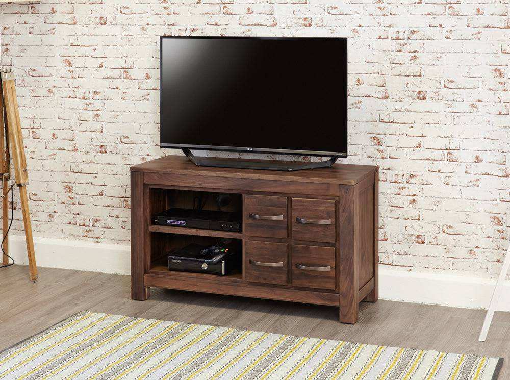 Baumhaus Mayan Walnut Four Drawer Television Cabinet - Price Crash Furniture