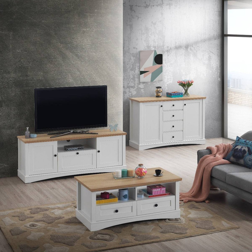 Carden TV Cabinet Stand in White by TAD - Price Crash Furniture