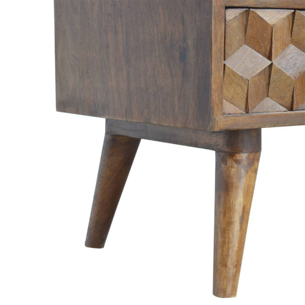 Chestnut Cube Carved TV Unit - Price Crash Furniture