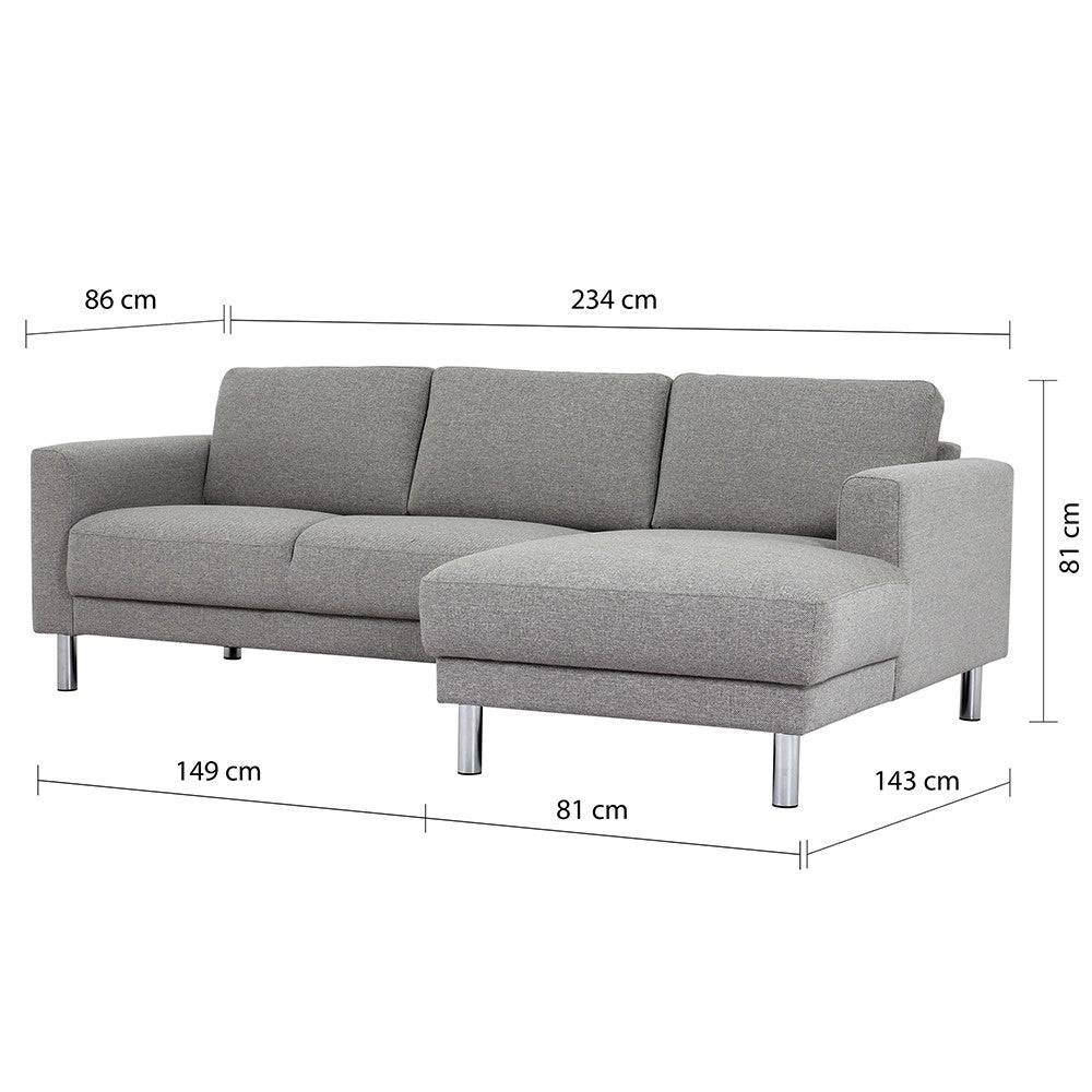 Cleveland Chaiselongue Sofa (RH) In Nova Light Grey - Price Crash Furniture