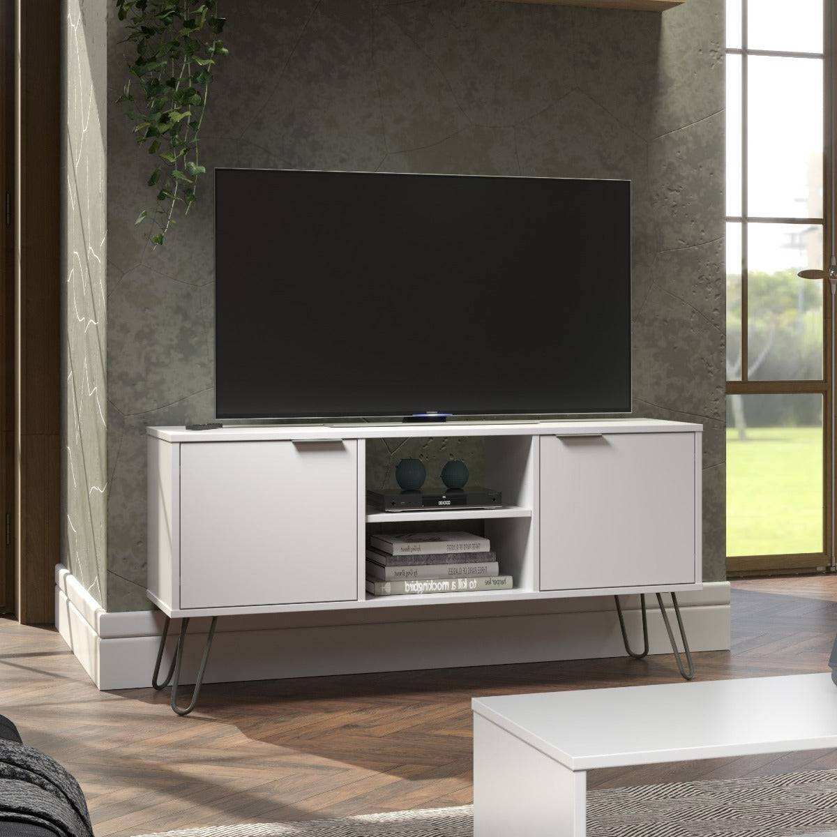 Core Products Augusta 2 Door Flat Screen TV Unit in White - Price Crash Furniture