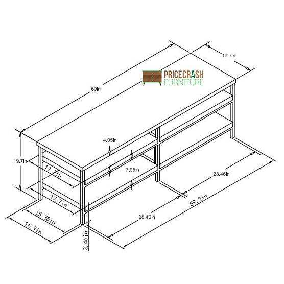 Elmwood 60 inch TV Stand in Distressed Grey Oak by Dorel - Price Crash Furniture