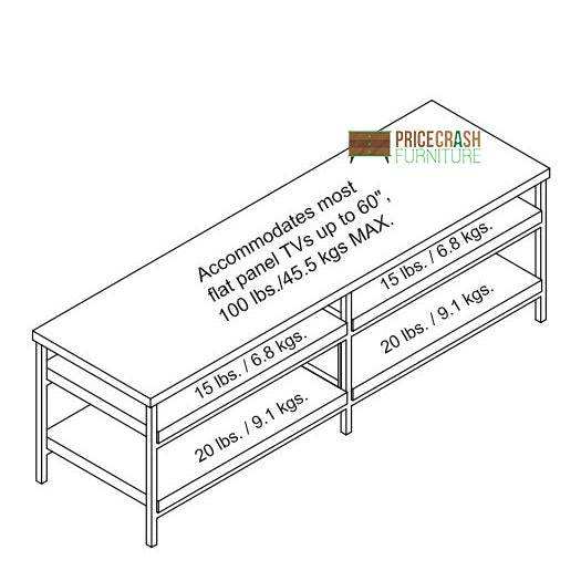 Elmwood 60 inch TV Stand in Distressed Grey Oak by Dorel - Price Crash Furniture